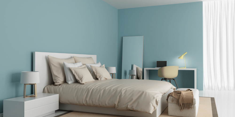 Une peinture bleue rafraîchissante pour une chambre