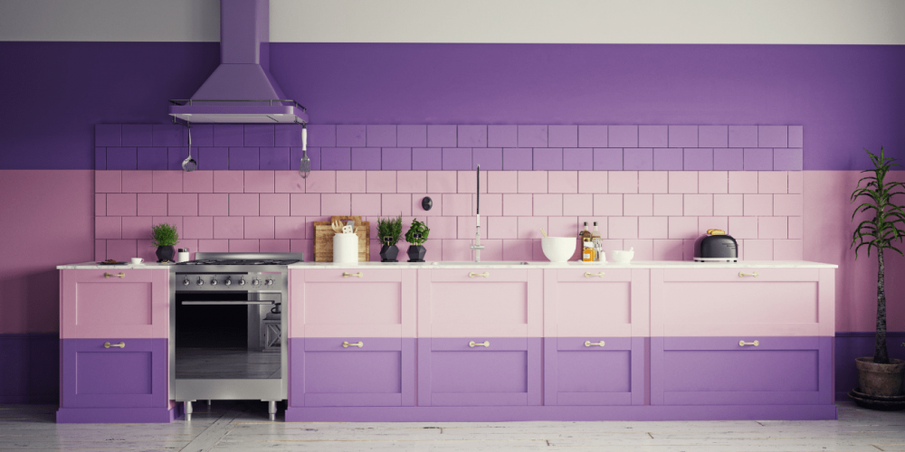 cuisine bi-colore rose et violet