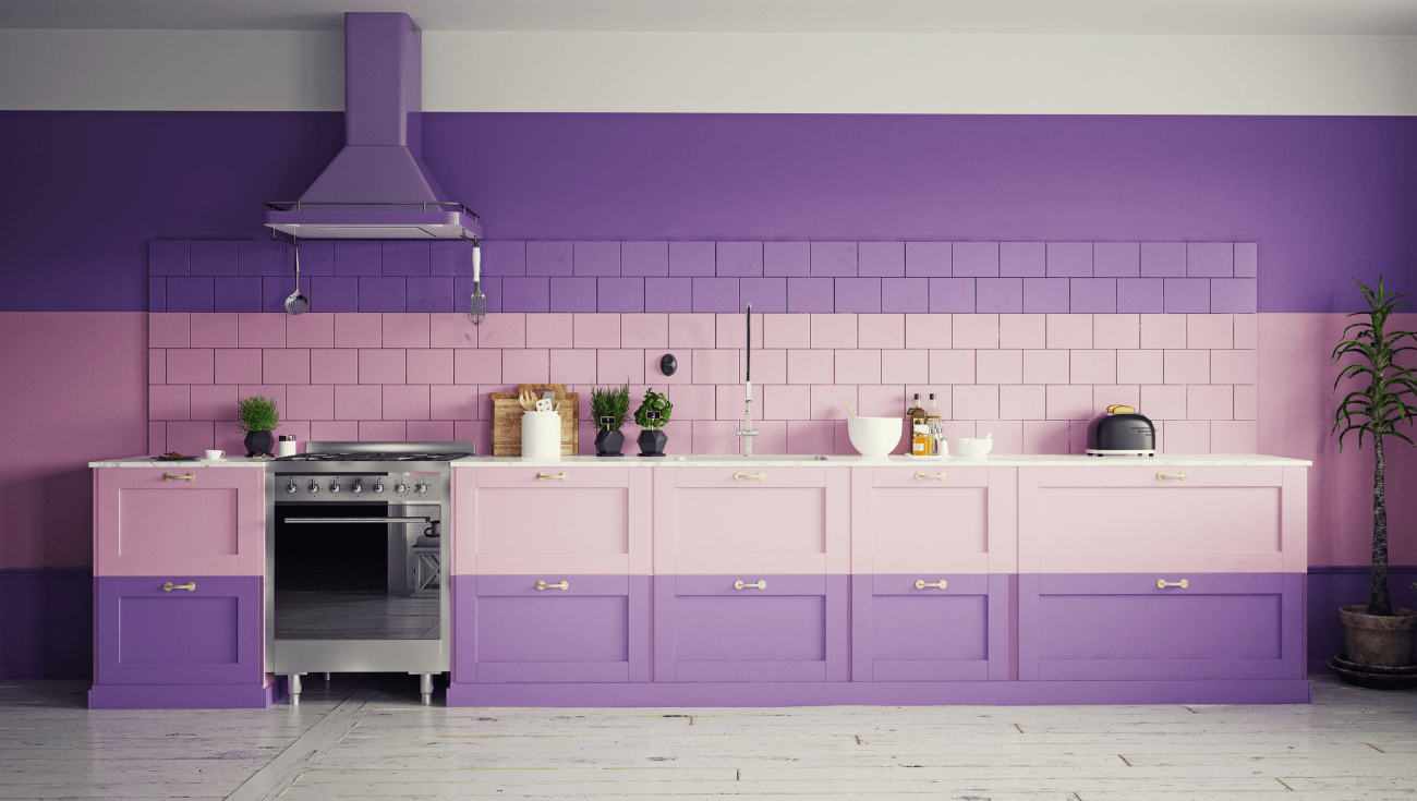 cuisine bi-colore rose et violet