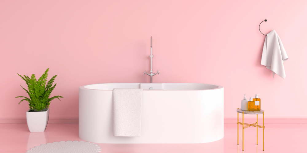 Salle de bain peinture rose