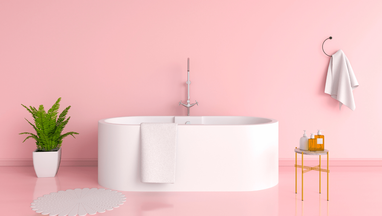 Salle de bain peinture rose